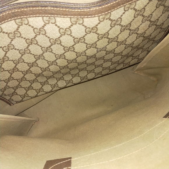 Vintage Gucci Tote Bag Brown Pvc #65395V61 - Picture 8 of 9